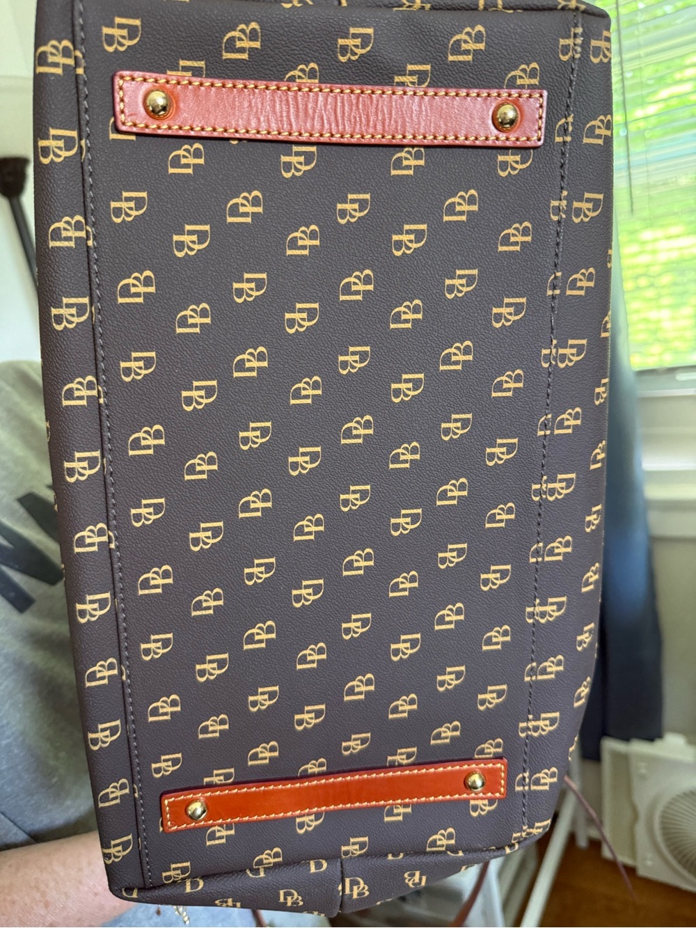 Dooney & Bourke Brown Signature Tote with Chestnut Trim - Picture 5 of 6
